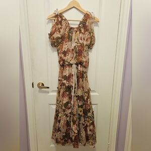 Vintage 1970s Floral Maxi Dress Joseph Ribkoff